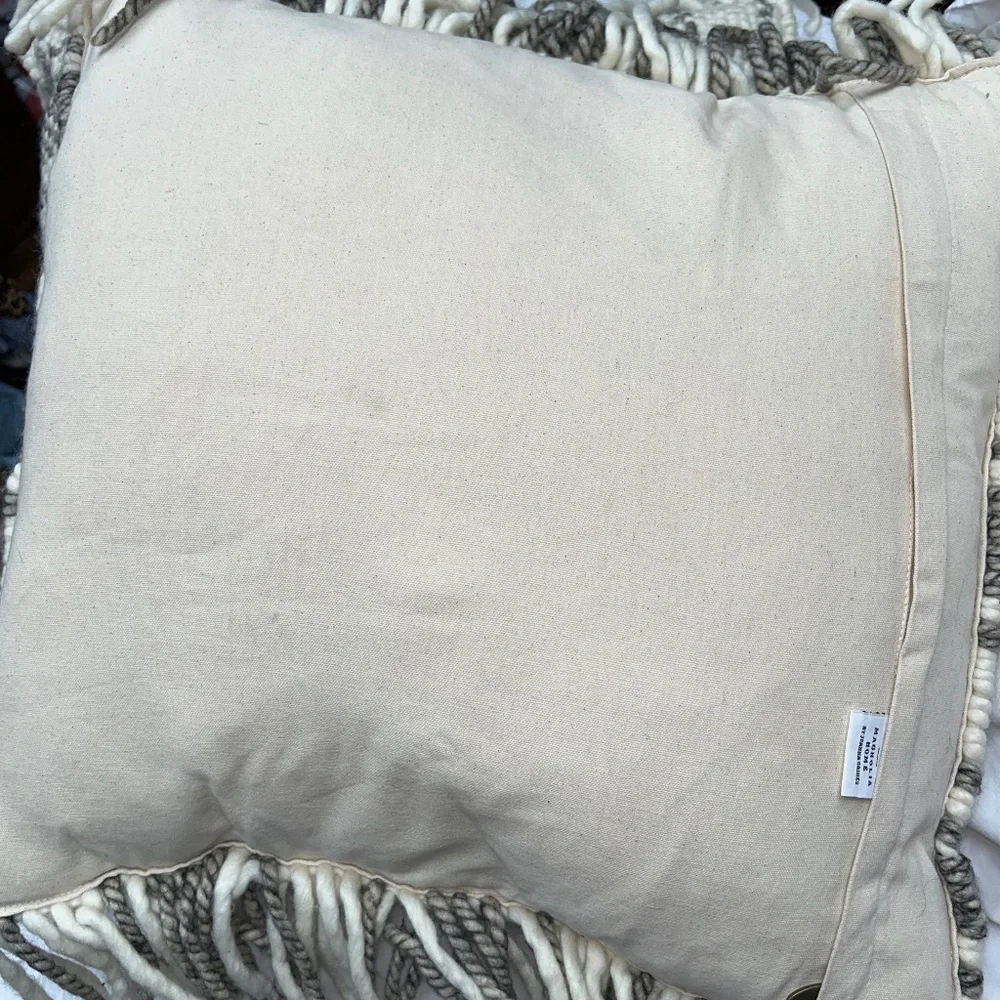 Magnolia Home Neutral Stunning gray wool plaid high quality 2 pillow COvers